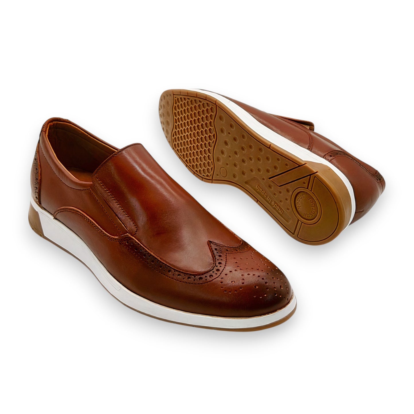Mocassins Richelieu pour Homme en Cuir Marron – plus Ceinture en Cuir Offerte