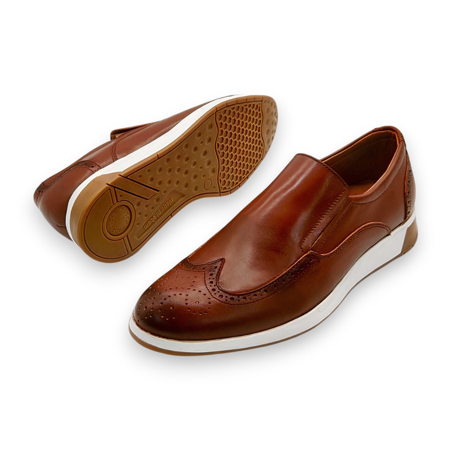 Mocassins Richelieu pour Homme en Cuir Marron – plus Ceinture en Cuir Offerte