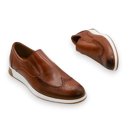 Mocassins Richelieu pour Homme en Cuir Marron – plus Ceinture en Cuir Offerte